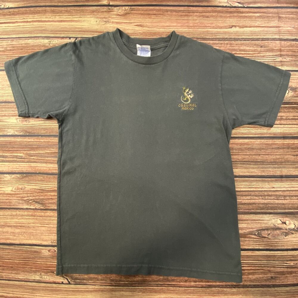 Gray Cozumel Mexico Lizard Embroidered T-shirt Size M Men’s